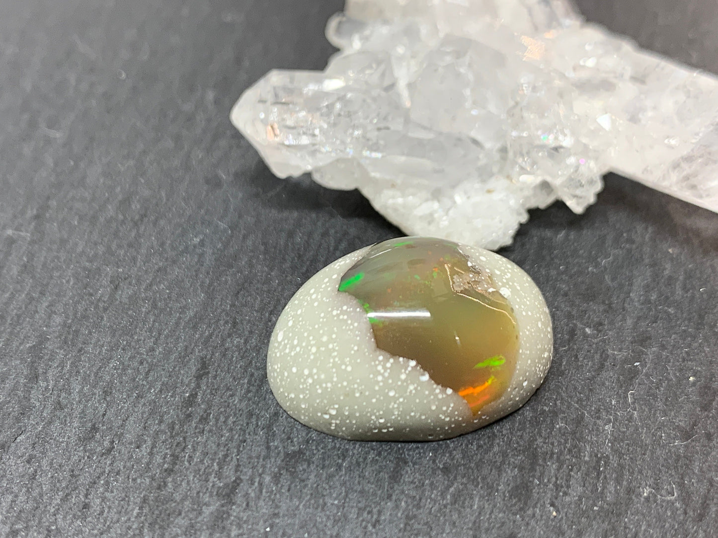 Ethiopian Opal Cabochon – Stabilized Welo Opal with Bright Play of Color - 15x21x9mm