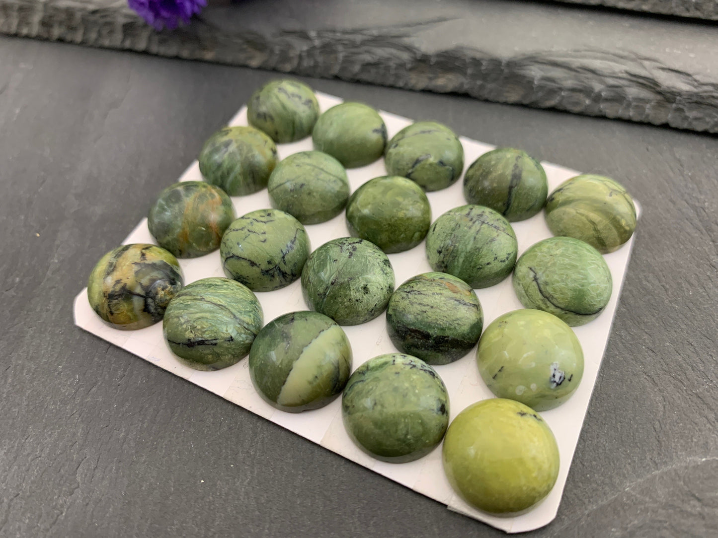 Natural Green Opal 15mm Cabochon - Calibrated Round 15mm