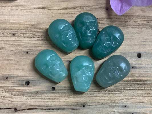 Green Aventurine Skull, Hand Carved Crystal Decor, Polished Gem