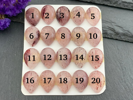 Red Sunstone pear 12x16mm cabochon