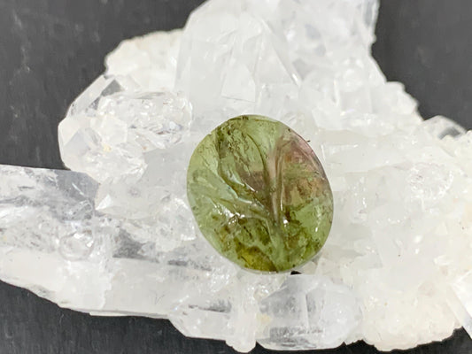 Carved Tourmaline 9x11x4mm cabochon