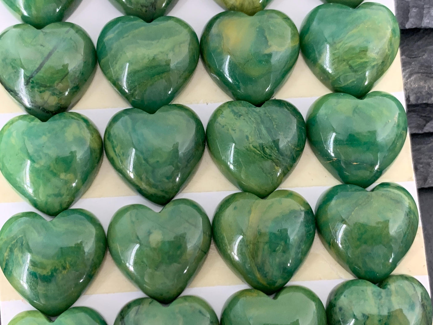 African Jade heart 20mm Cabochon - Calibrated Cabochons