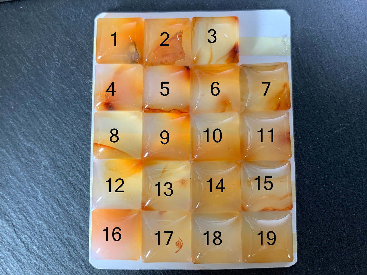 Carnelian square 15mm cabochon - Calibrated cabochons