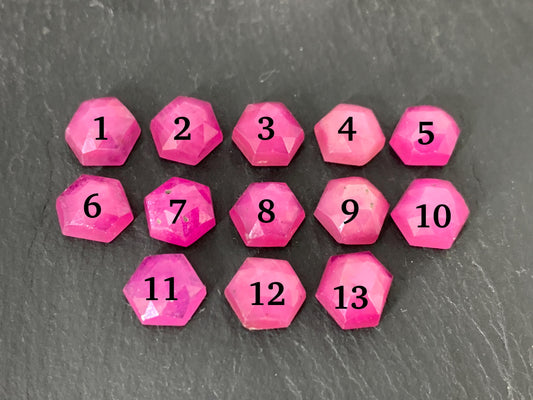 Faceted Pink Sapphire hexagon 8mm cabochon