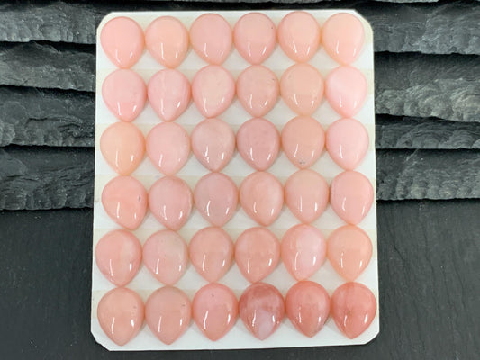 Pink Opal pear 10x12mm cabochon - Calibrated cabochons