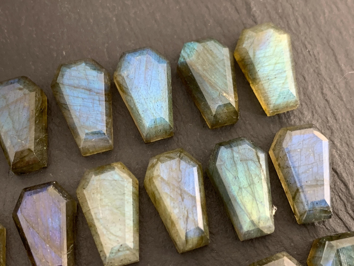 Natural Labradorite Coffin Cabochon: 10x16mm Gemstone