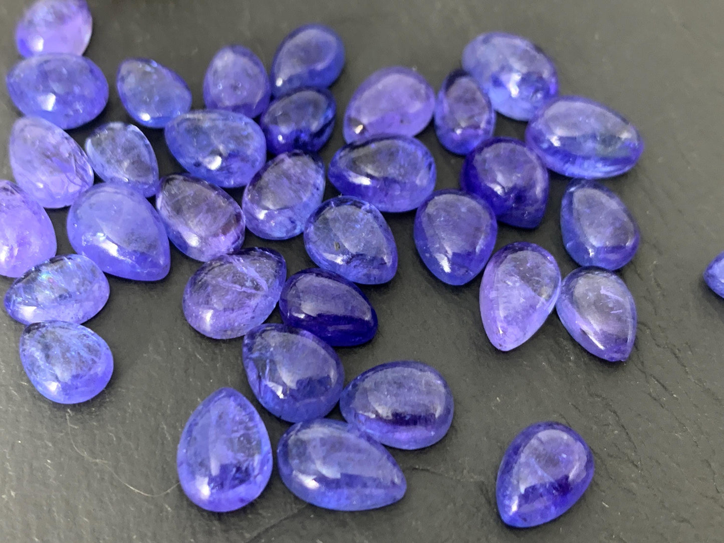 Tanzanite pear cabochon 6-10mm long - select your size