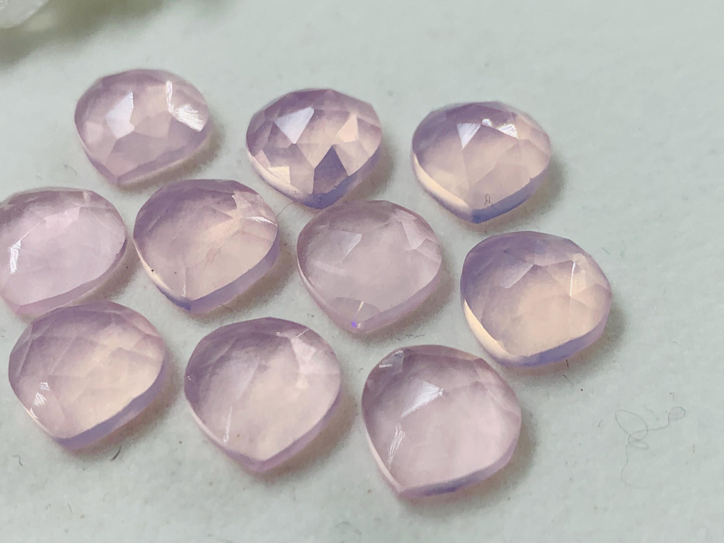 Faceted Rose Quartz pear 10mm cabochon - Lab created