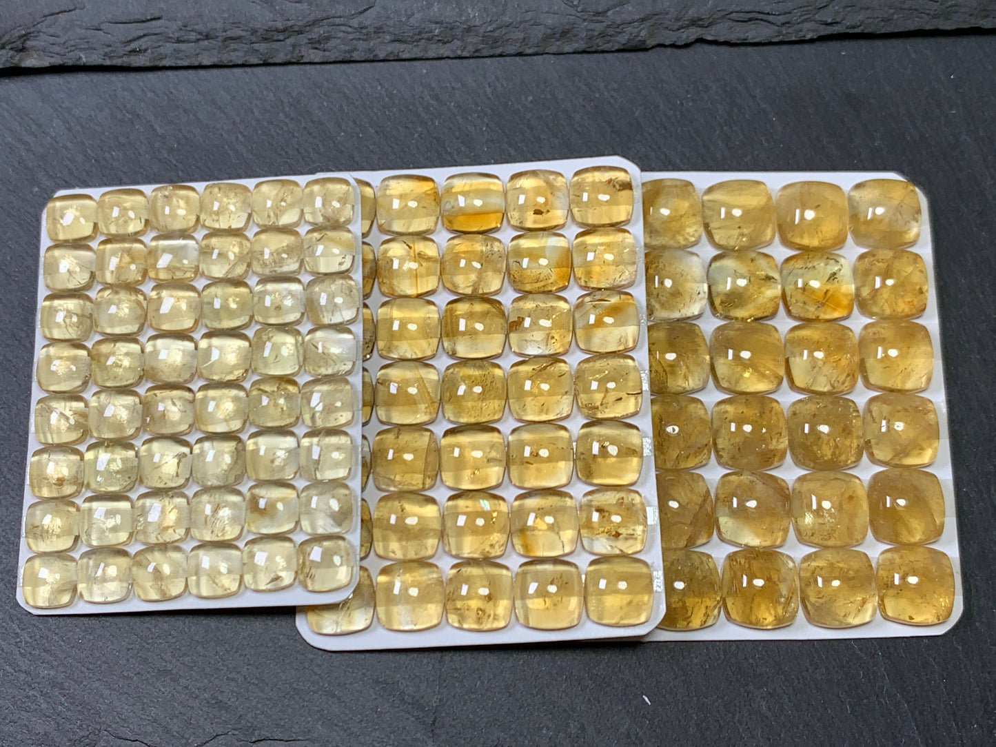 Citrine square cushion cabochon 8, 10, 12mm - Calibrated cabochons