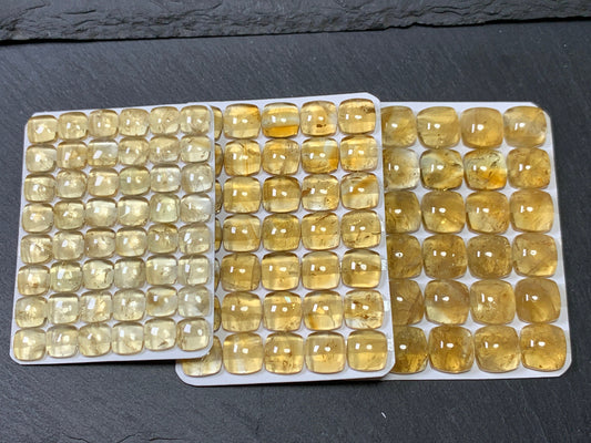 Citrine square cushion cabochon 8, 10, 12mm - Calibrated cabochons
