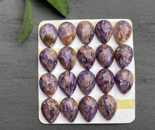 Charoite Pear 12x16mm cabochon - Calibrated cabochons