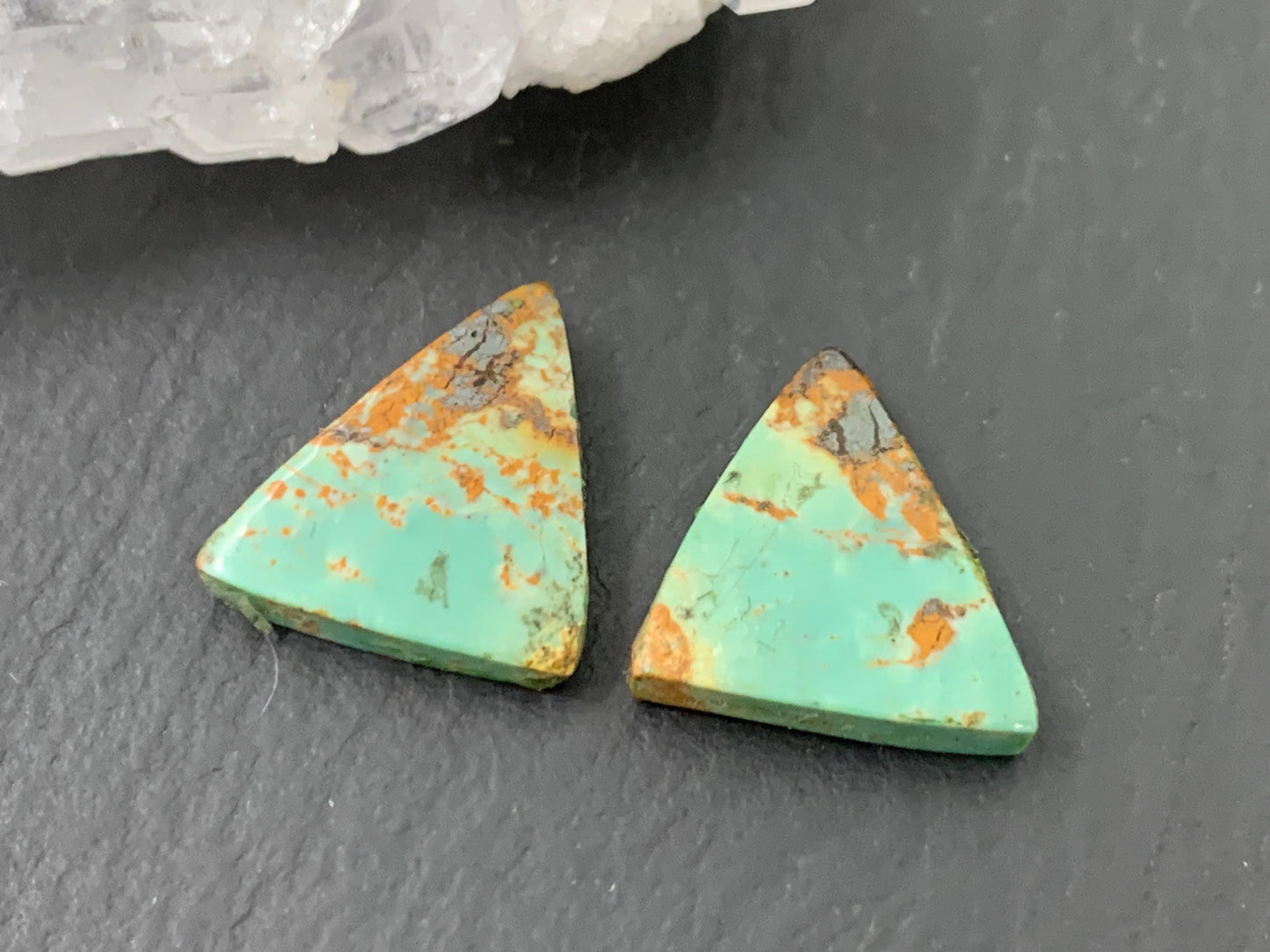 Tibetan Turquoise Pair 12x15mm Cabochon - Hand Cut Cabochon