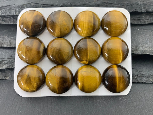 Tiger Eye round 20mm cabochon - Calibrated cabochons