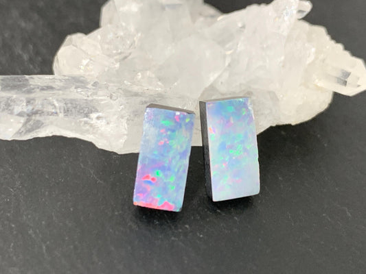 Australian Opal doublet 5x10x3mm pair of cabochons