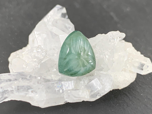 Carved Tourmaline 10x11x3mm cabochon