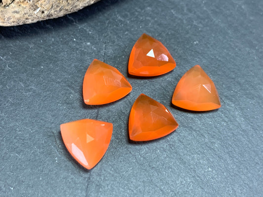 Faceted Carnelian Curved Triangle 10mm cabochon