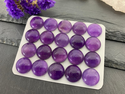 Amethyst Round 15mm cabochon - Calibrated cabochons