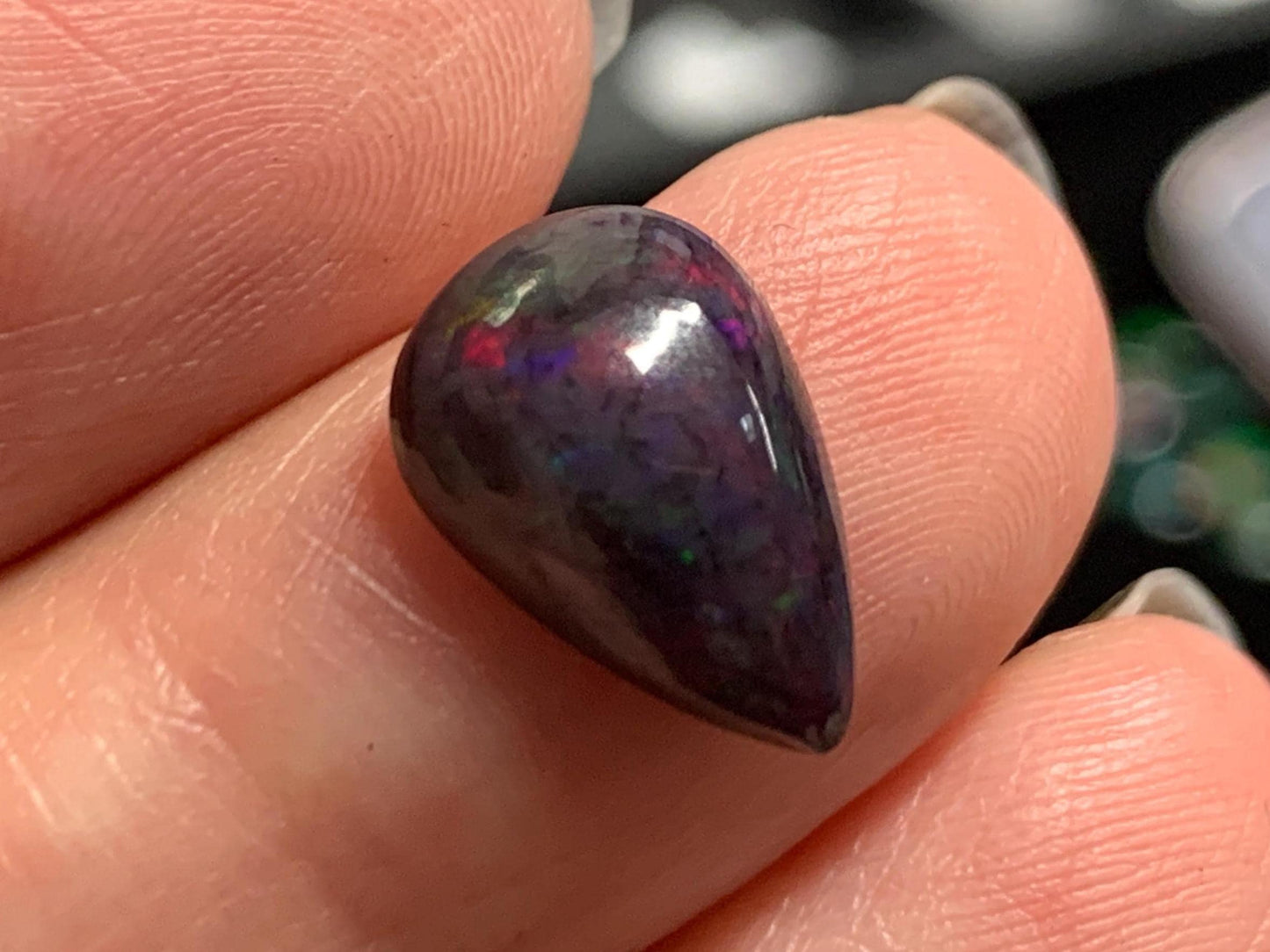 Natural Ethiopian Black Opal 8x13x4mm cabochon