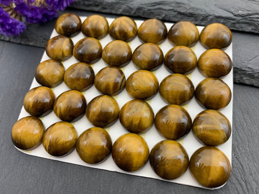 Tiger eye round 15mm cabochon - Calibrated. cabochons