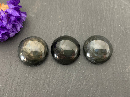 Rainbow Obsidian round 15mm cabochon - Calibrated cabochons