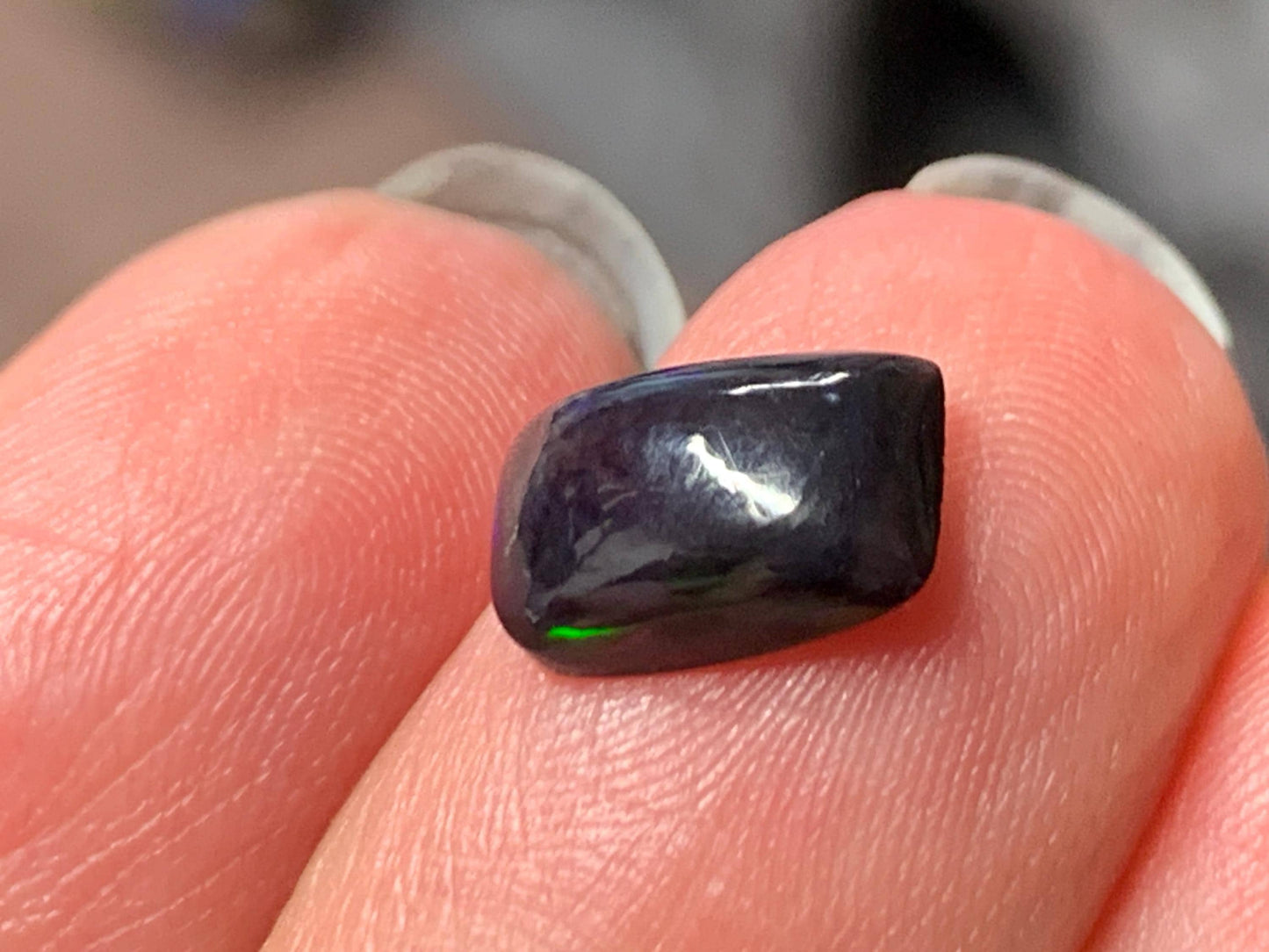 Natural Ethiopian Black Opal 6x10x3mm cabochon