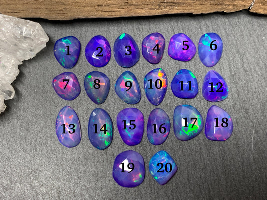 Faceted Purple Ethiopian Opal 9-11mm cabochon