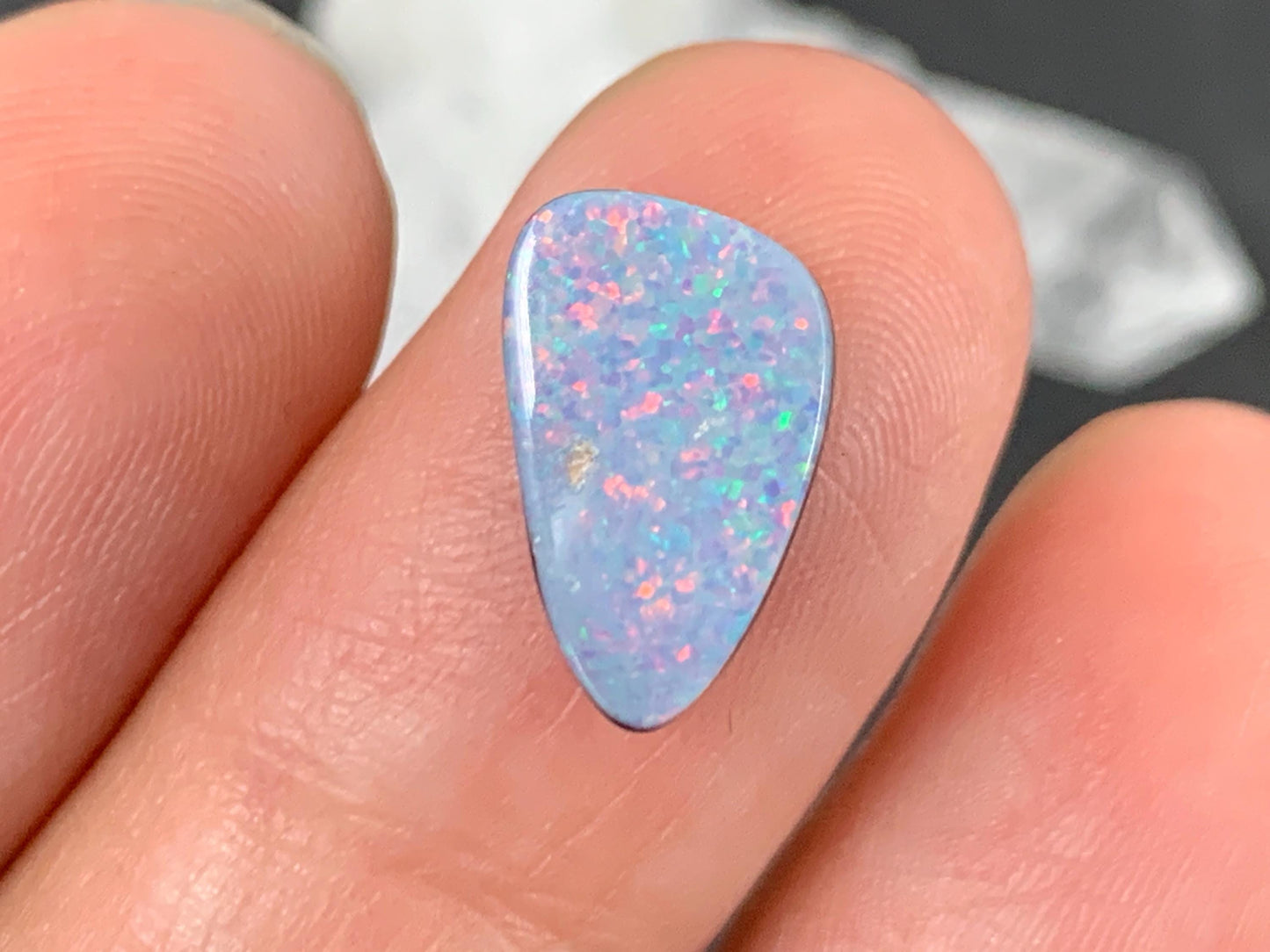 Discounted Australian Opal doublet cabochon 9x12x4mm