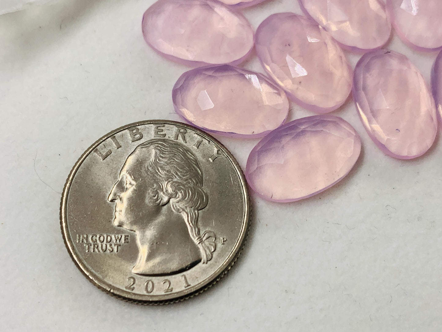 Faceted Rose Quartz oval 10x16mm cabochon - Lab created