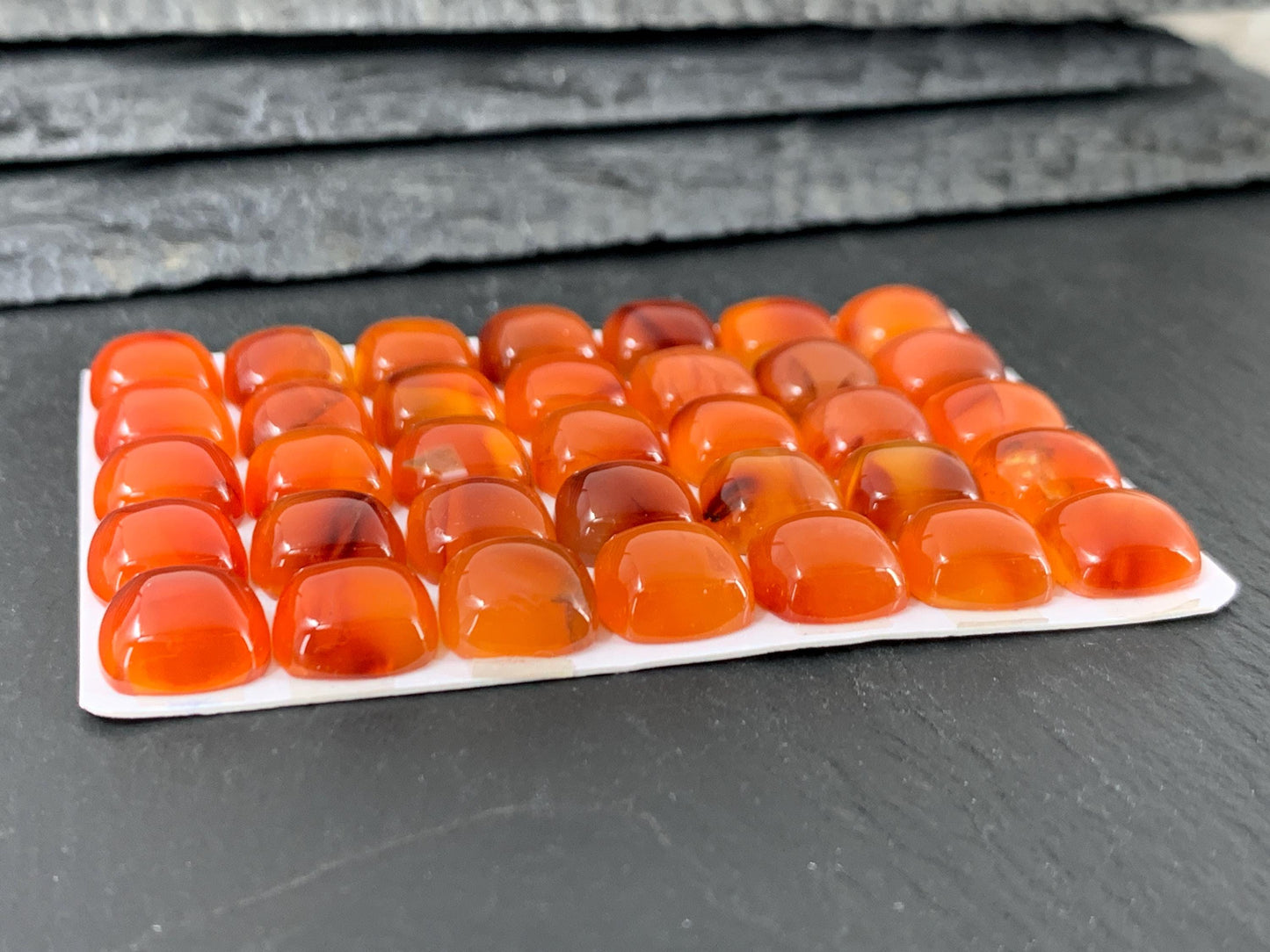Carnelian Square Cushion 10mm Cabochon - Calibrated Gemstone for Jewelry