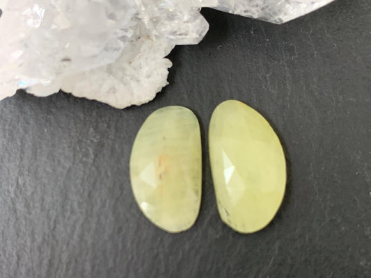 Faceted Yellow Sapphire pair 8x15x3mm cabochon