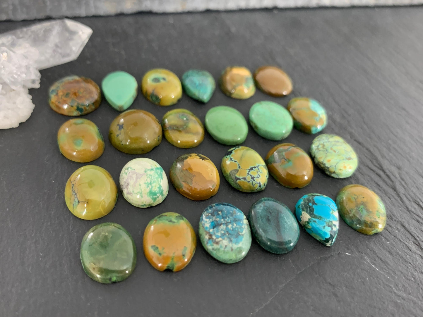 Tibetan Turquoise oval, pear 10-11mm long cabochon/ Select your cabochon