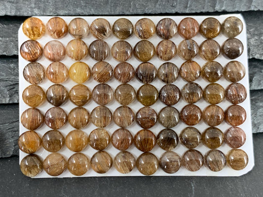 Copper Rutilated Quartz round 6mm cabochon - Calibrated cabochons