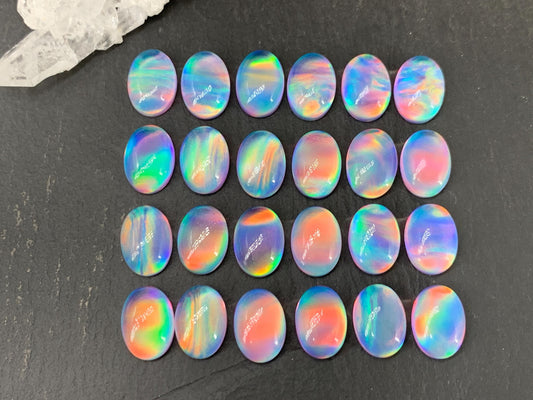 Aurora Opal Oval 10x14mm Doublet Cabochon – Colorful Natural Gemstone