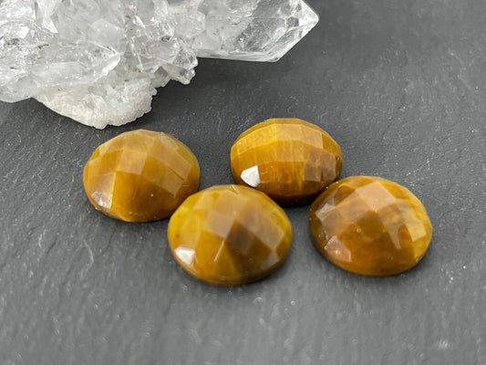 Faceted Tiger Eye round 12mm cabochon - Calibrated cabochons