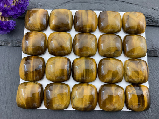 Tiger Eye square cushion 20x20mm Cabochon - Calibrated cabochons