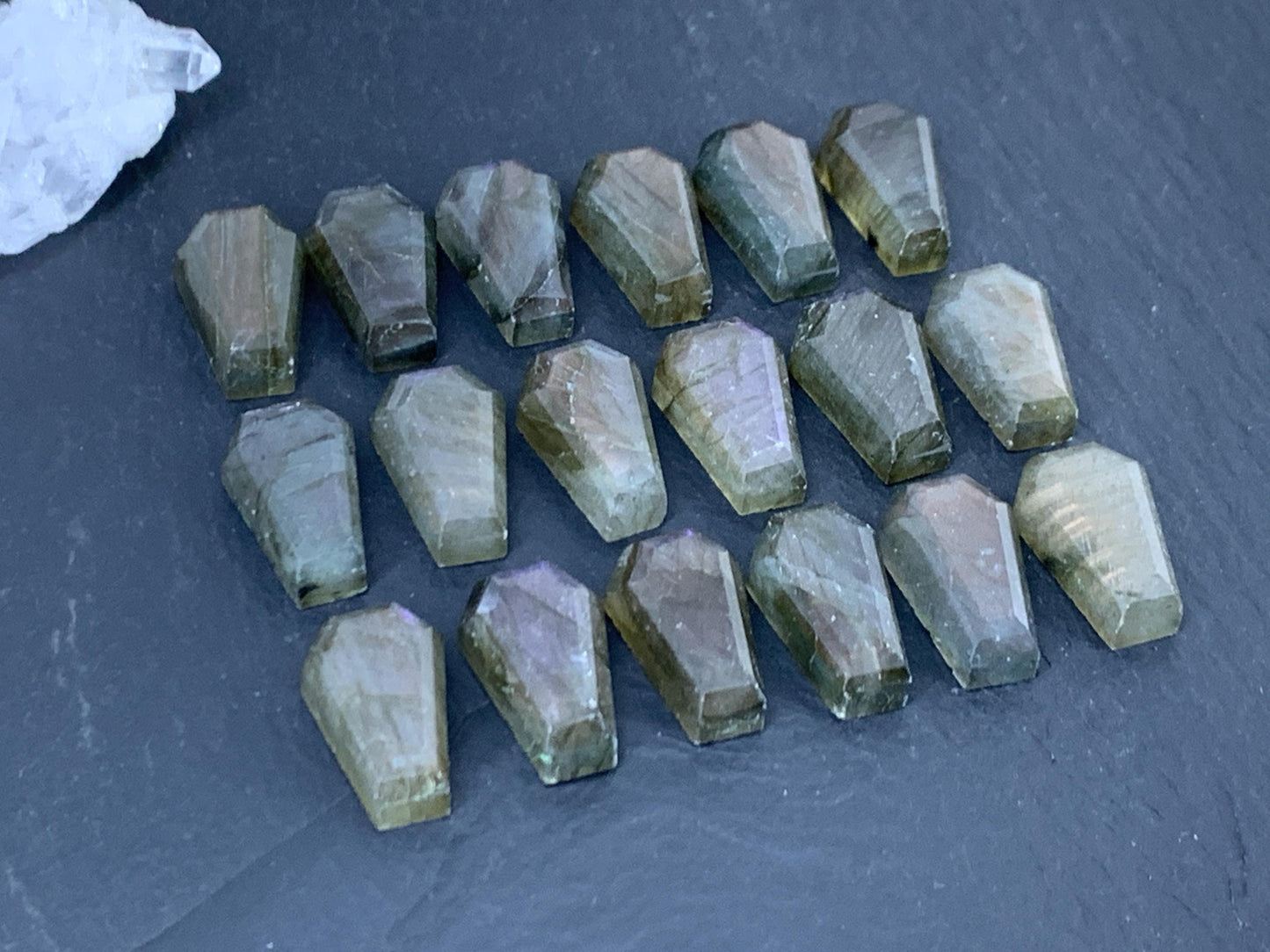 Labradorite Coffin 10x16mm Cabochon. Second quality cabochons