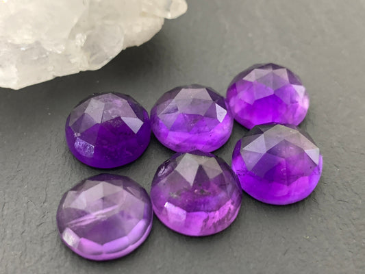 Faceted Amethyst round 12mm Cabochon