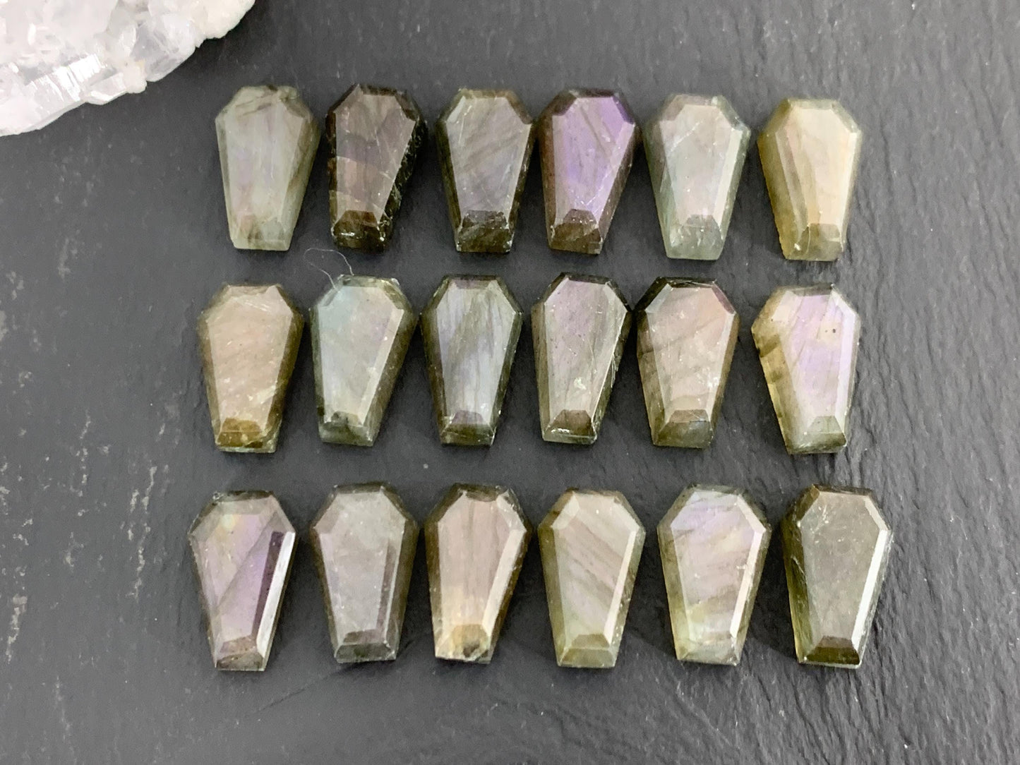 Natural Labradorite Coffin Cabochon: 10x16mm Gemstone