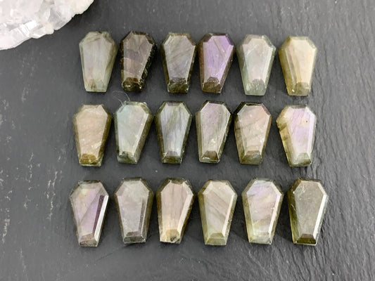 Natural Labradorite Coffin Cabochon: 10x16mm Gemstone