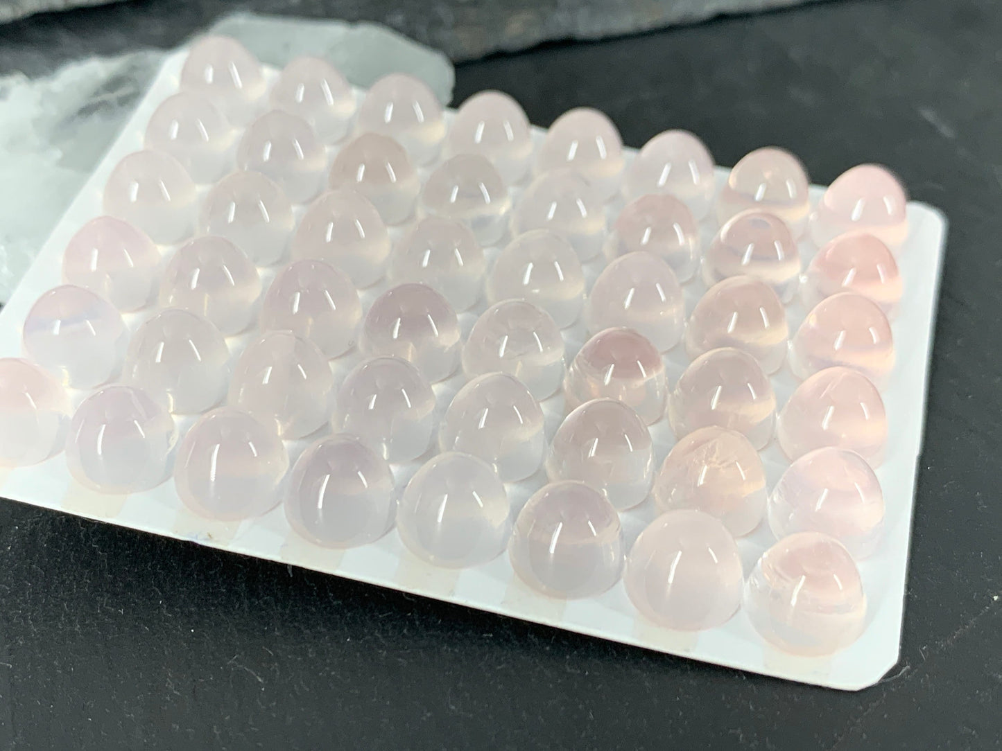 Rose Quartz bullet 8mm cabochon - Calibrated cabochons