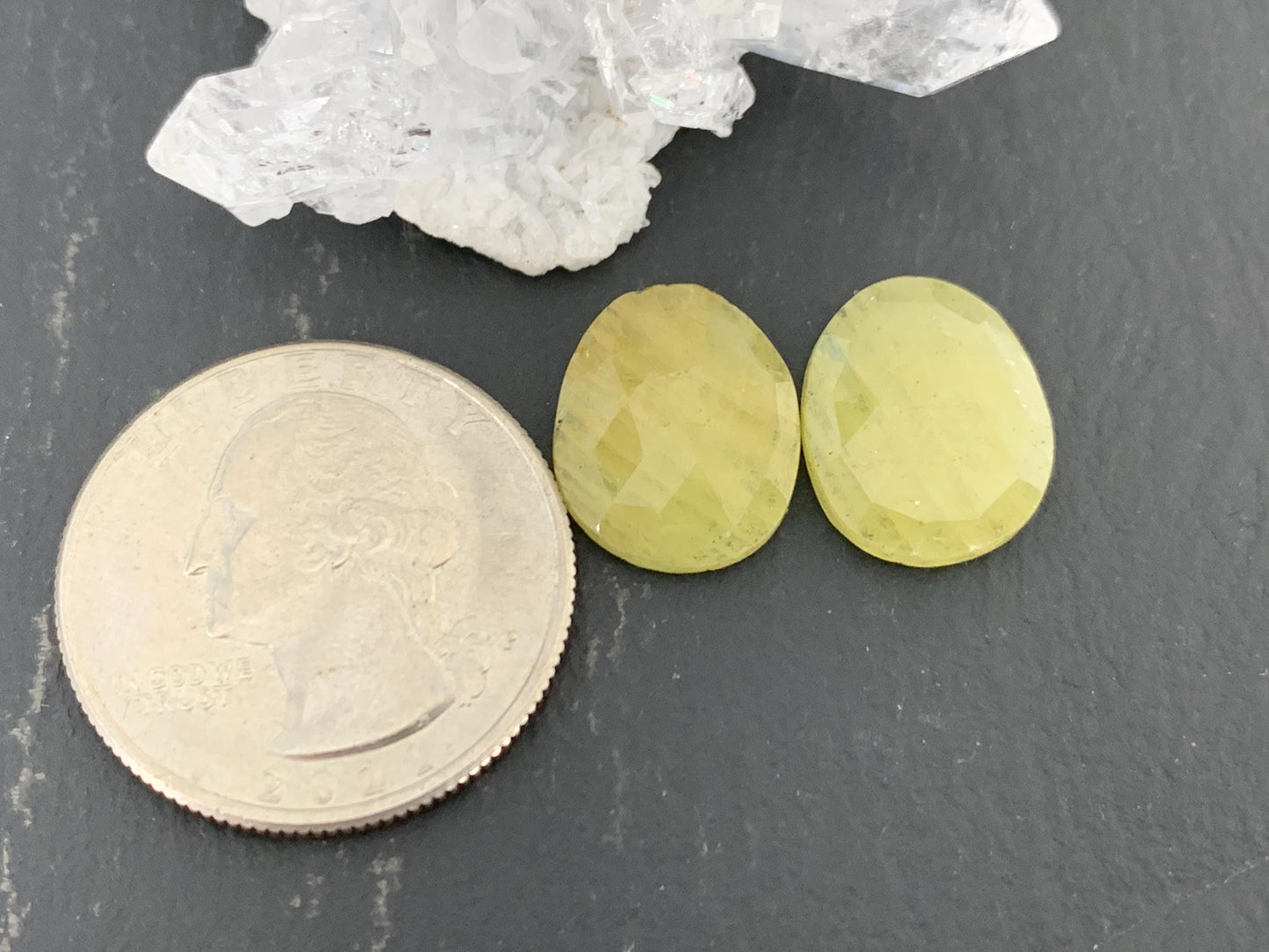 Faceted Yellow Sapphire pair 12x15x3mm cabochon