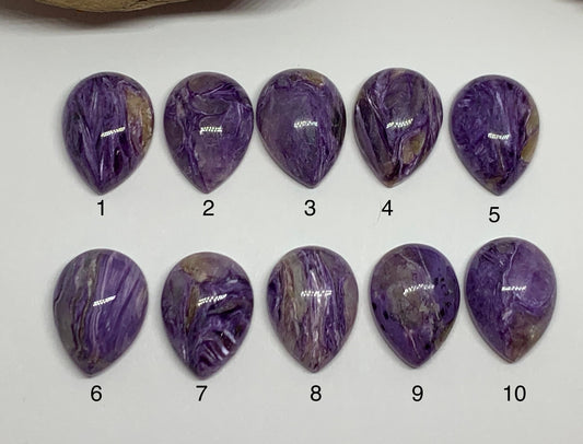 Charoite pear 12x16mm cabochon  - Calibrated cabochons