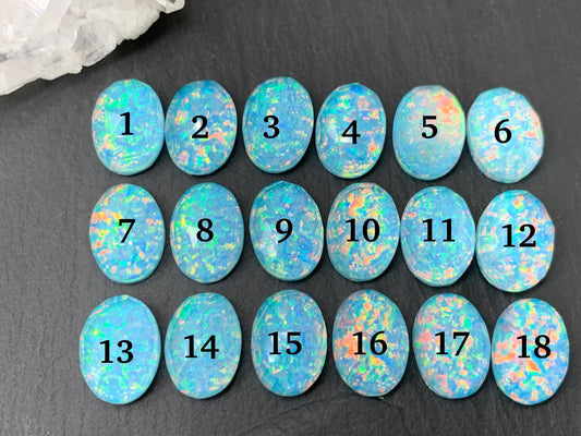 Faceted Aurora Opal oval 10x14mm cabochons - Doublet cabochons