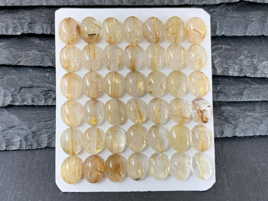 Rutilated Quartz oval 7x9mm cabochon - Calibrated cabochons