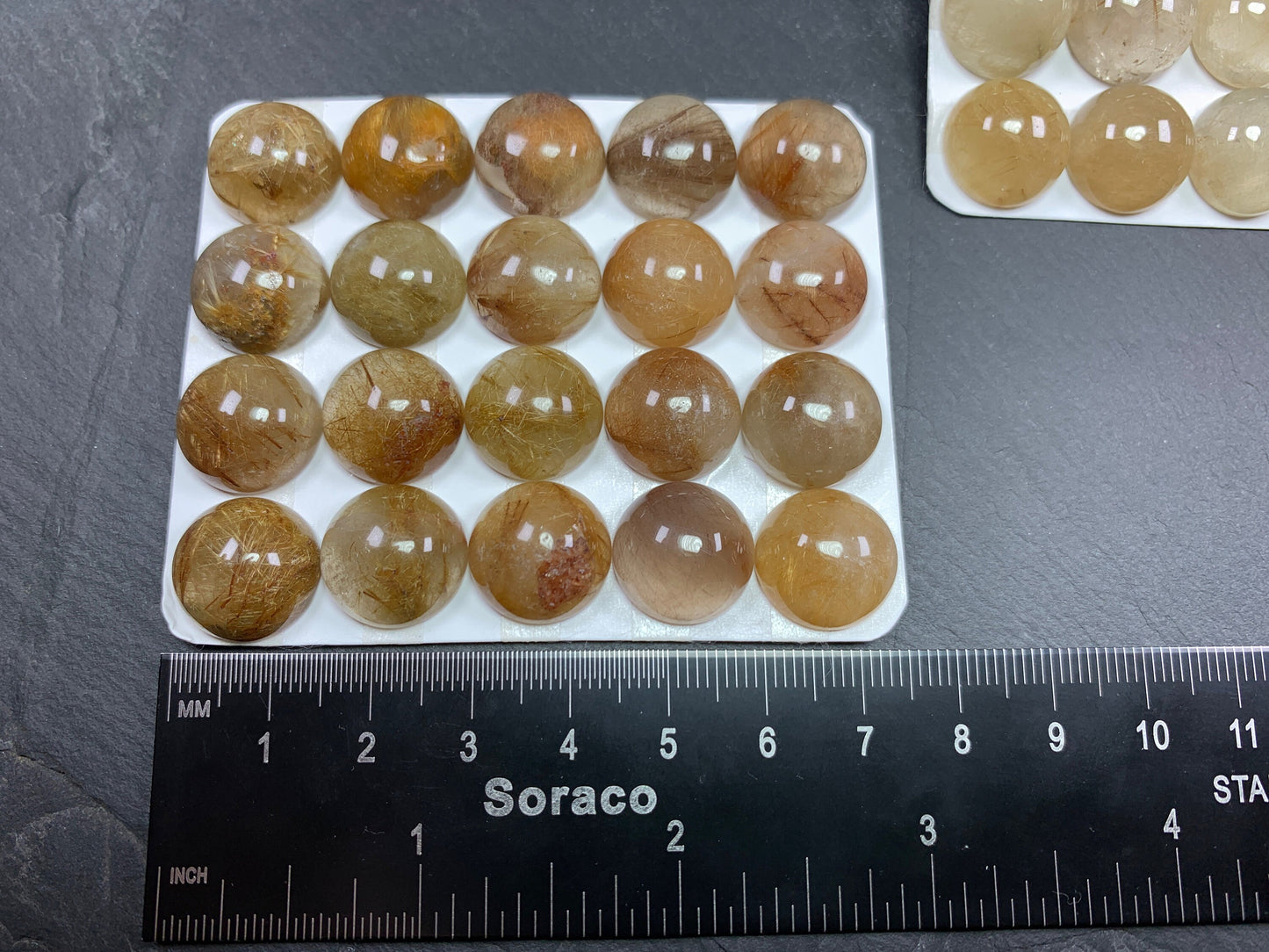 Rutilated Quartz round 15mm cabochon - Calibrated cabochons
