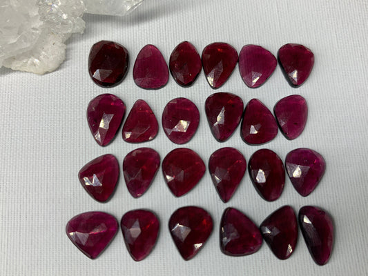 Faceted Red Garnet 10-11mm long free form cabochon