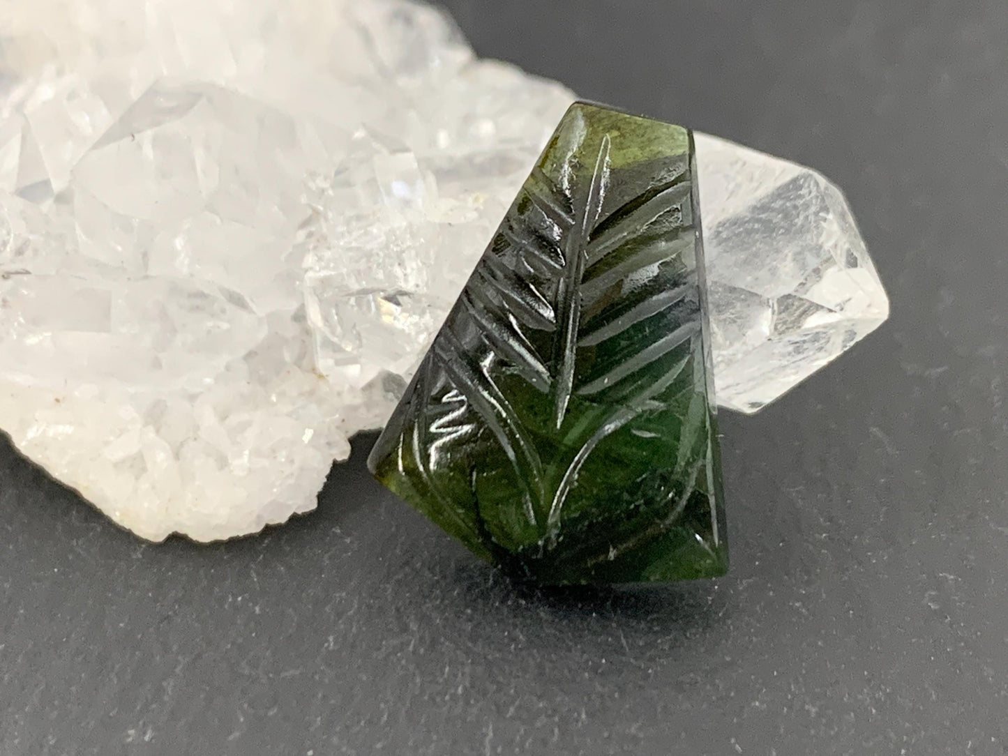 Carved Tourmaline 13x17x4mm cabochon