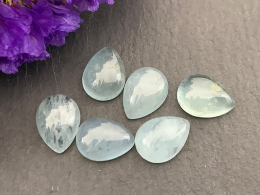 Aquamarine pear 6x8mm cabochon - Calibrated cabochons