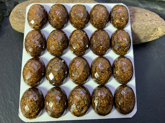 Faceted Bronzite oval 12x16mm cabochon- Calibrated cabochons