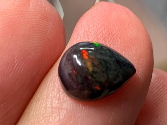 Natural Ethiopian Black Opal 8x10x4.5mm cabochon